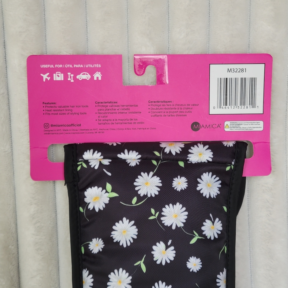 Hot Hair Iron travel case black with Daisies- Miamica - Picture 5 of 6